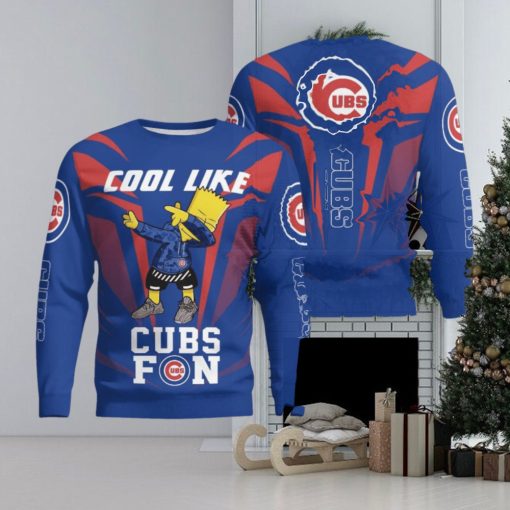 Cute Cool Like Chicago Cubs Fan Bart Simpson Dab Ugly Christmas Sweater