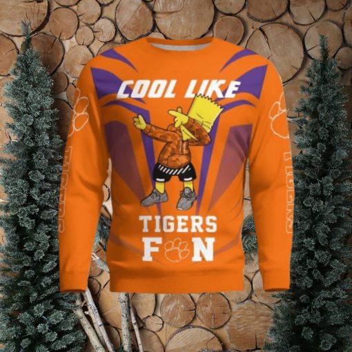 Cute Cool Like Clemson Tigers Fan Bart Simpson Dab Ugly Christmas Sweater