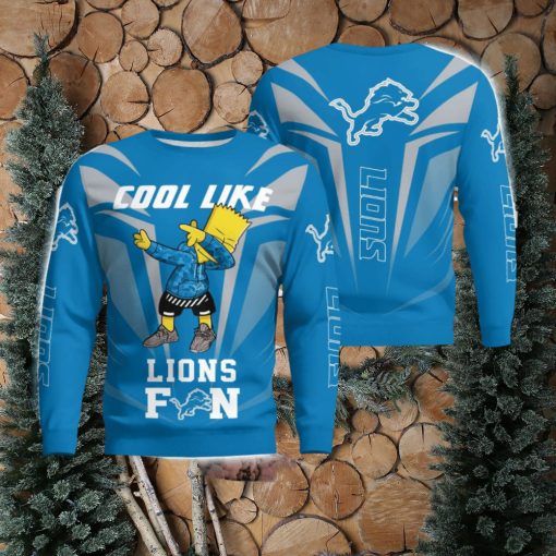 Cute Cool Like Detroit Lions Fan Bart Simpson Dab Ugly Christmas Sweater