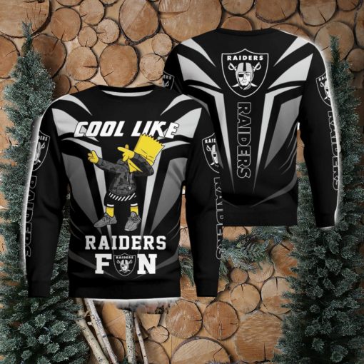 Cute Cool Like Las Vegas Raiders Fan Bart Simpson Dab Ugly Christmas Sweater