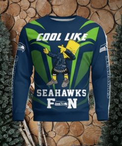 Cute Cool Like Seattle Seahawks Fan Bart Simpson Dab Ugly Christmas Sweater