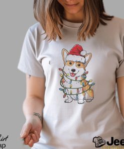 Cute Corgi Christmas Lights Santa Hat Shirt