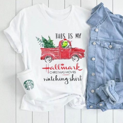 Cute Dr Seuss Grinch Green Driving Red Car Merry Christmas This Is My Hallmark Movie Watching T Shirt