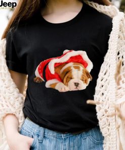 Cute English Bulldog Puppy Santa Funny Christmas Unisex Shirt