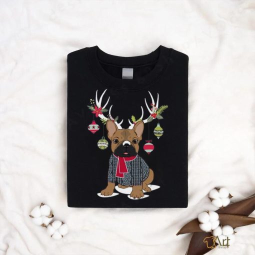 Cute French Bulldog Frenchie Christmas Reindeer T Shirt