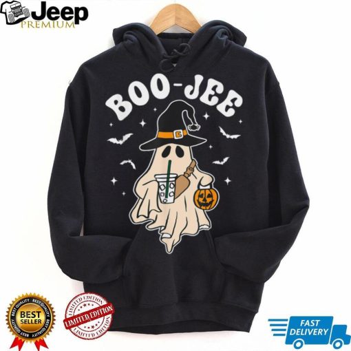 Cute Ghost Halloween Costume Coffee Witch Hat Boujee Boo Jee T Shirt