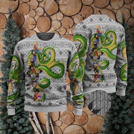 Cute Goku & Friends With Shenron Ugly Xmas Sweater