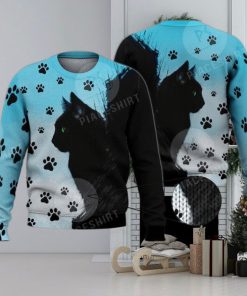 Cute Green Eyed Black Cat 3D Full Print Ugly Sweater Christmas Gift Sweater