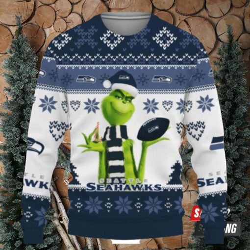 Cute Grinch Seattle Seahawks Ugly Christmas Sweaters