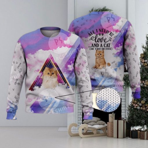 Cute Persian Cat For Cat Lovers 3D Full Print Ugly Sweater Christmas Gift Sweater