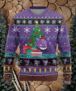 Cute Pokemon Gengar Knitted 3D Printed Ugly Christmas Sweater