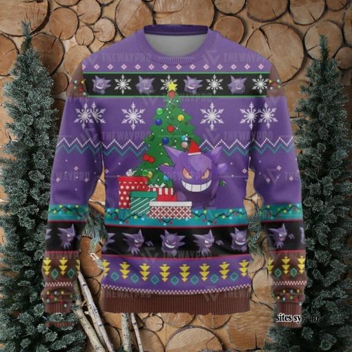 Cute Pokemon Gengar Knitted 3D Printed Ugly Christmas Sweater