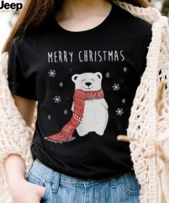 Cute Polar Bear Scarf Merry Christmas Xmas Holidays Shirt