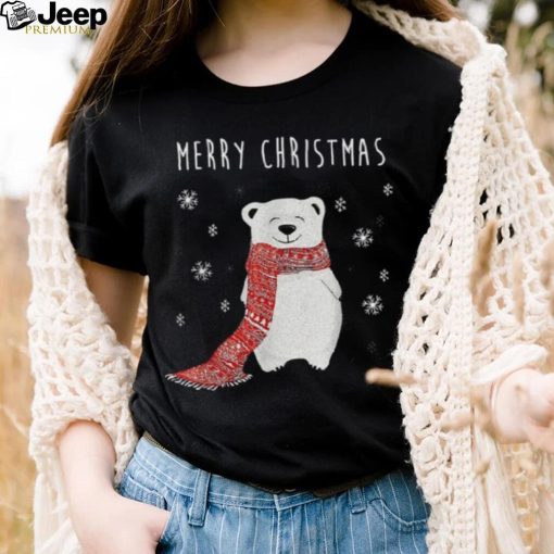 Cute Polar Bear Scarf Merry Christmas Xmas Holidays Shirt