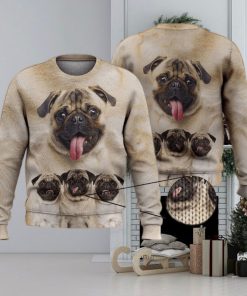 Cute Pug Face Funny Gift For Dog Lovers 3D Ugly Sweater Christmas Gift Sweater