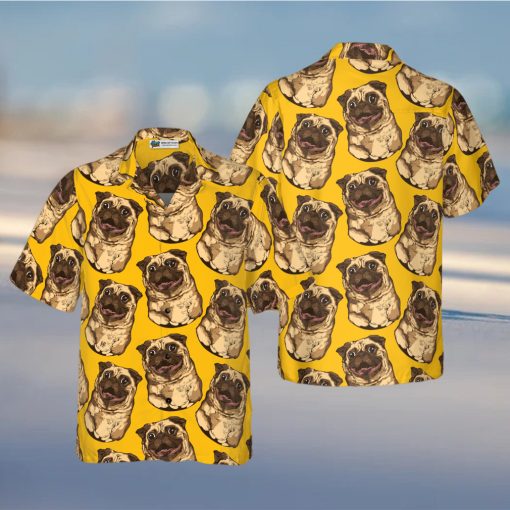 Cute Pugs Seamless Pattern Hawaiian Shirt