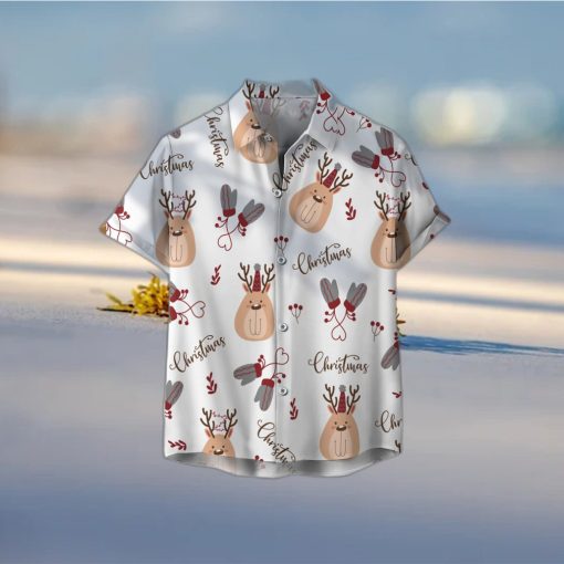Cute Reindeer Christmas Unisex 3D Hawaiian Shirt Best Gift For Men And Women Holiday