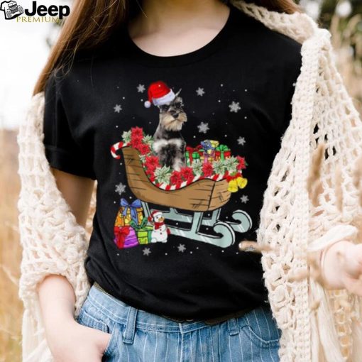 Cute Schnauzer Dog Christmas Santa Hat Xmas Puppy Lover Unisex Shirt