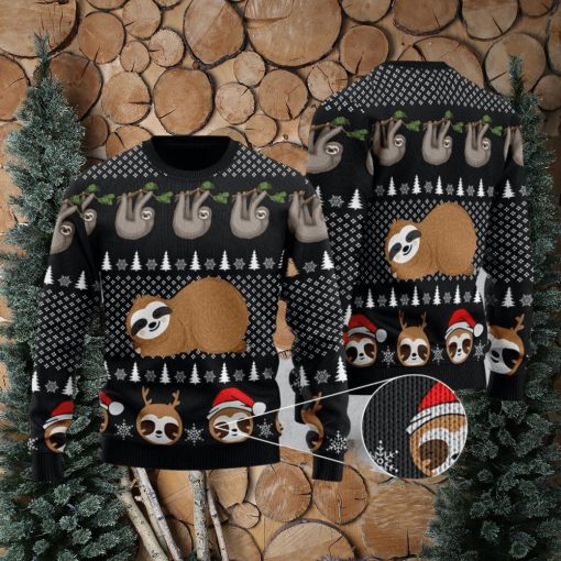 Cute Sloth Santa Knitting Pattern Ugly Christmas Sweater