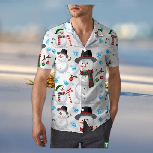 Cute Snowman Christmas Unisex 3D Hawaiian Shirt Handmade Gift For Men And Women Holiday