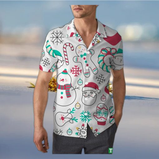 Cute Snowman Christmas Unisex 3D Hawaiian Shirt High Quality Gift For Men And Women Holiday