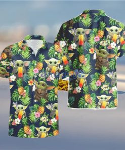 CýROC Vodka Baby Yoda Pineapple Tropical Hawaiian Shirt And Shorts Aloha Summer Gift For Men And Women