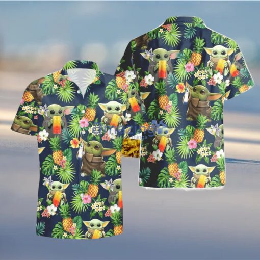 CýROC Vodka Baby Yoda Pineapple Tropical Hawaiian Shirt And Shorts Aloha Summer Gift For Men And Women