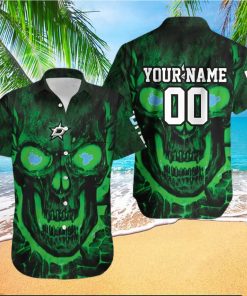 DALLAS STARS SKULL 3D PERSONALIZED HAWAIIAN SHIRT 1