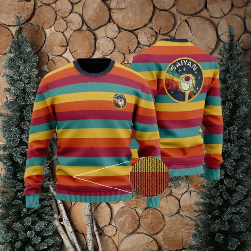 DBZ Adorable Saiyan Ship Logo Retro Rainbow Ugly Sweater