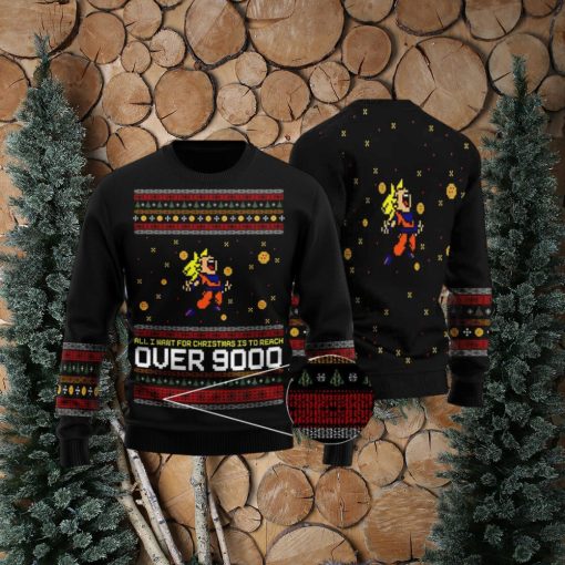 DBZ All I Want Is To Reach Over 9000 Ugly Christmas Sweater