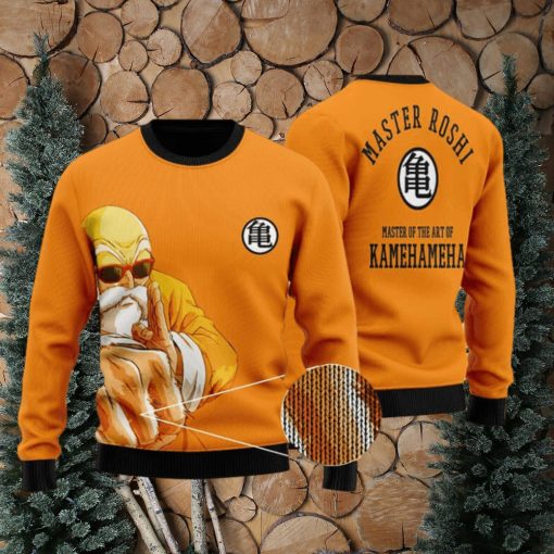 DBZ Master Roshi Punch Turtle Kanji Orange Ugly Sweater