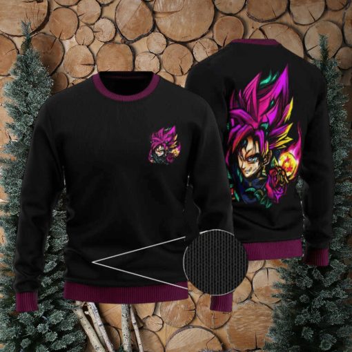 DBZ Pink Rose Goku Black Logo Ugly Xmas Sweater