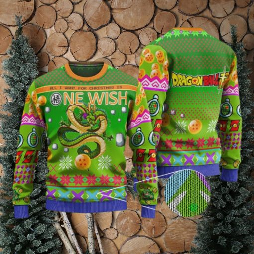 DBZ Shenron One Wish Art Ugly Christmas Sweater