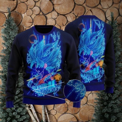 DBZ Super Saiyan Blue Goku Neon Ugly Xmas Sweater