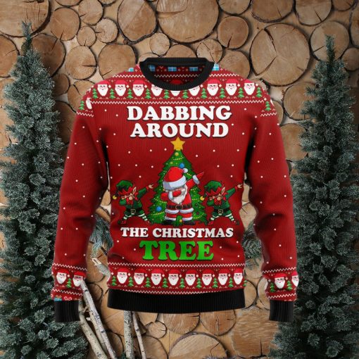 Dabbing Around The Tree Santa Claus And Goblin Ugly Christmas Sweater Gift Men Women