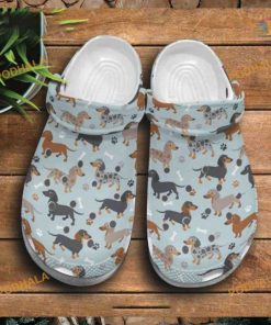 Dachshund Cartoon Frame Pattern Crocs