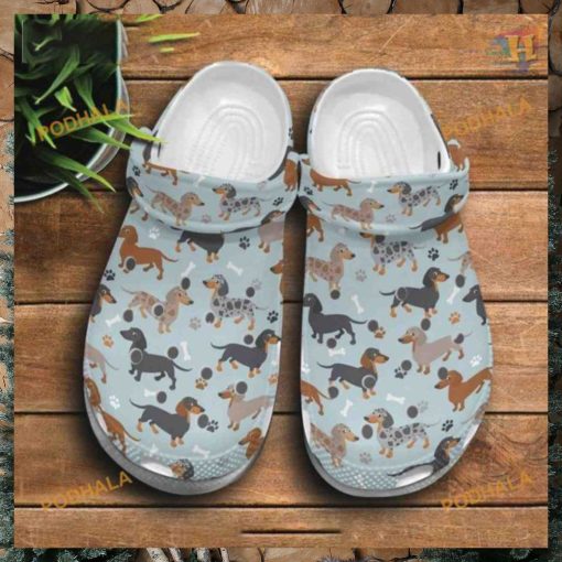 Dachshund Cartoon Frame Pattern Crocs