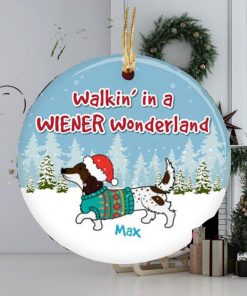 Dachshund Christmas Walkin’ in a Wiener Wonderland Custom Name 2023 Holiday Gifts For Dog Lovers Christmas Decorations Ornament