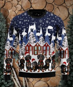 Dachshund Fireplace Ugly Christmas Sweater Gift Men Women