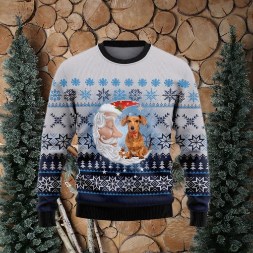 Dachshund Love Santa Moon Ugly Christmas Sweater Gift Men Women