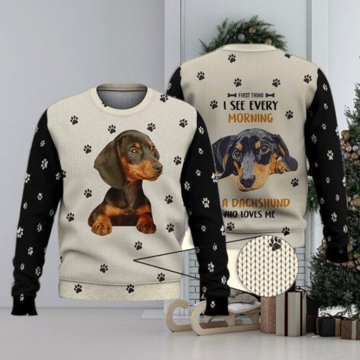 Dachshund Loves Me 3D All Over Shirts 3D Ugly Sweater Christmas Gift Sweater