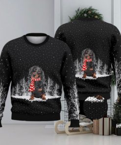 Dachshund Snowy Black Full Print For Dog Lovers 3D Ugly Sweater Christmas Gift Sweater