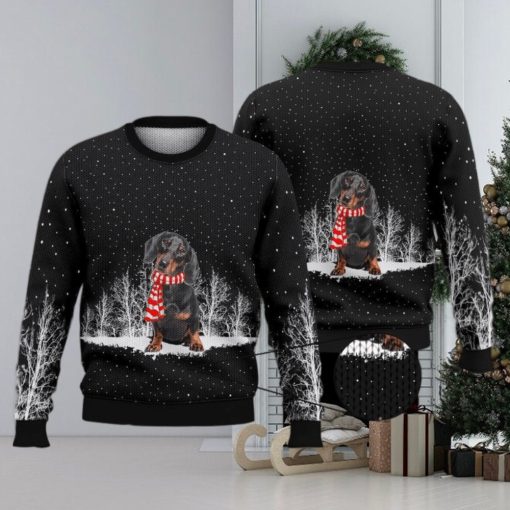 Dachshund Snowy Black Full Print For Dog Lovers 3D Ugly Sweater Christmas Gift Sweater