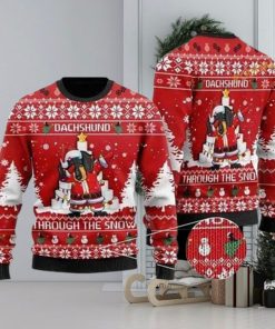 Dachshund Through The Snow Dabbing Ugly Christmas Sweater