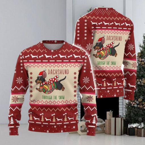 Dachshund Through The Snow Ugly Christmas Sweater Men And Women Christmas Gift Sweater