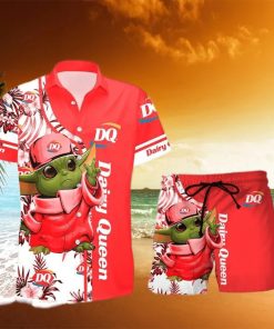 Dairy Queen Baby Yoda Hawaiian Shirt And Shorts Gift Hawaiian Tropical Beach