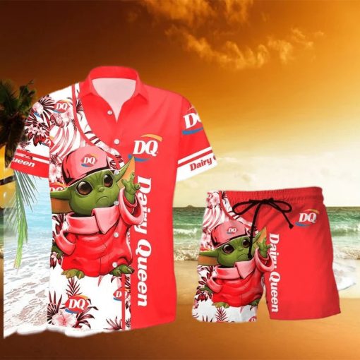 Dairy Queen Baby Yoda Hawaiian Shirt And Shorts Gift Hawaiian Tropical Beach