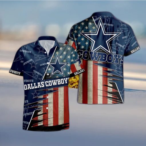 Dallas Cowboys American Flag Logo Hawaiian Shirt Vacation Gift For Men And Women Gift