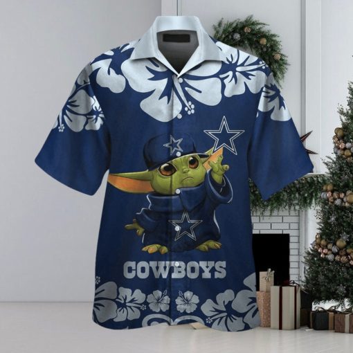 Dallas Cowboys Baby Yoda Short Sleeve Button Up Tropical Hawaiian Shirt