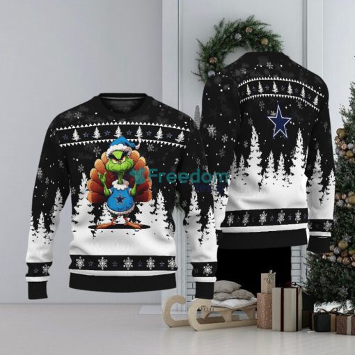 Dallas Cowboys Black Grinch Turkey Disguise Thankgiving Ugly Christmas 3D Sweater Gift For Men And Women